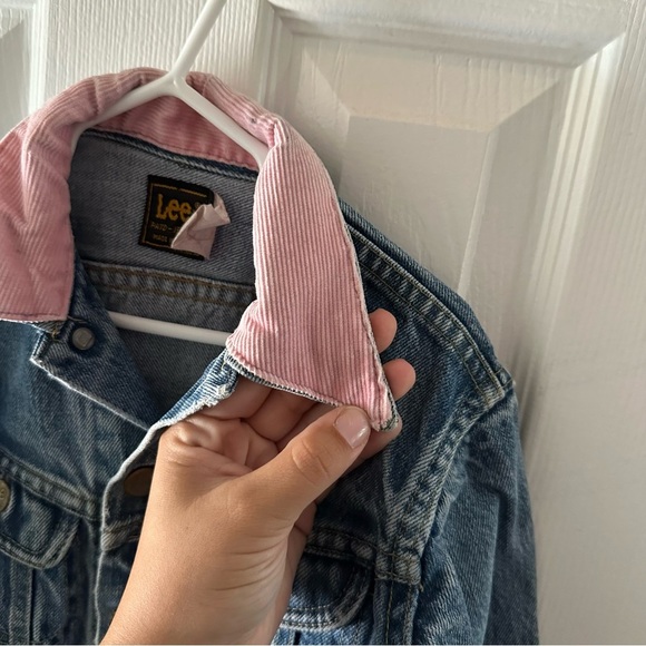 Lee Vintage Girl’s Denim Jacket Pink Corduroy Collar Size 8 - Picture 13 of 13